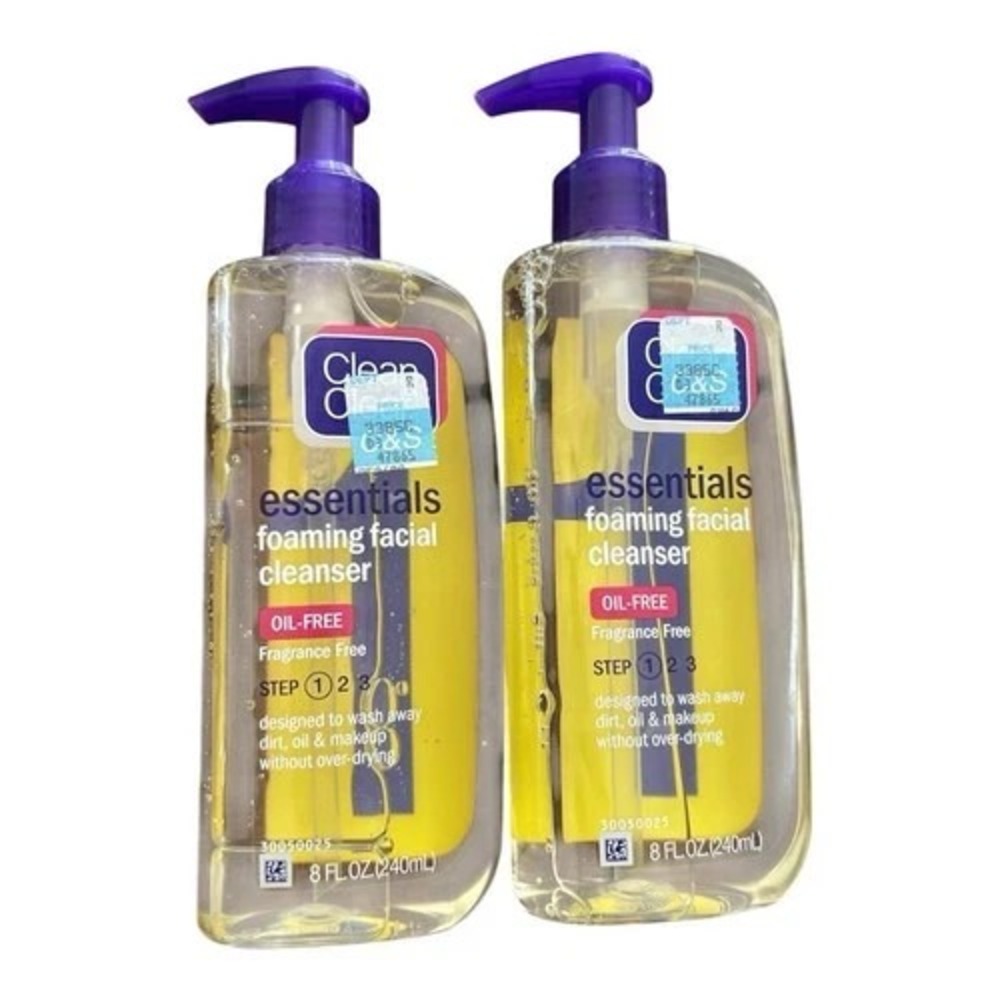 2 Clean & Clear Essentials Foaming Facial Cleanser Oil Free 8 Oz Discontinued